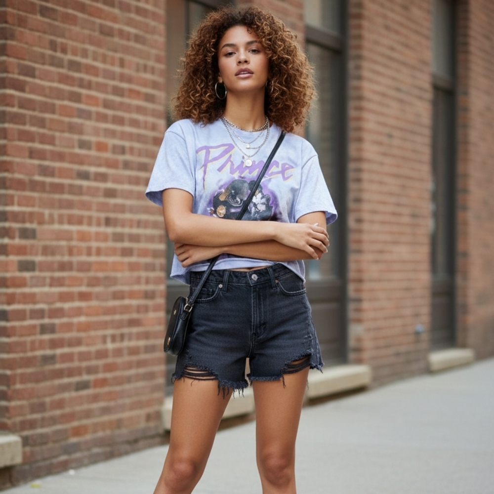 The Prince Estate Purple Tie Dye Custom Cropped T-shirt Size L